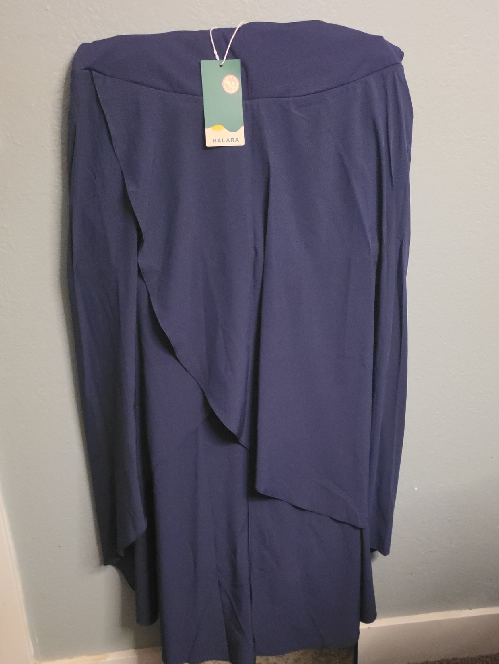 HALARA Deep Navy Asymmetrical Wrap Maxi Skirt W/Built In Shorts Underneath.